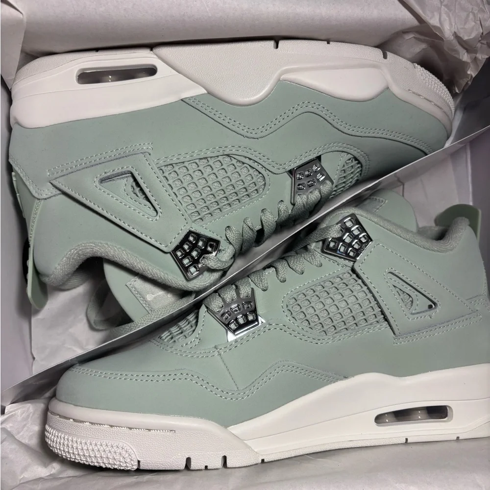 Jordan Women's Sneakers in Mint Green and White - Picture 1 of 3